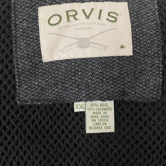 Menvintage Orvis Zambezi Jacket Wool Silk Tweed Charcoal Leather Elbow Patches